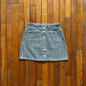 Reformation Bianca Skirt Mia Wash Women Black White Grey Checkered Pattern Skirt